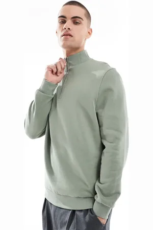ASOS Essential sweatshirt with quarter zip in mid green