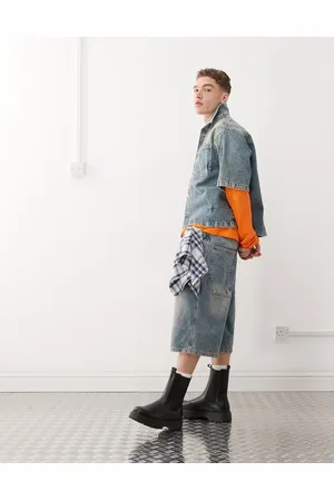 COLLUSION Low rise denim jorts in -Blue