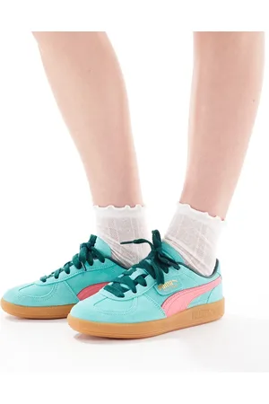 PUMA Palermo sneakers in teal & pink-Blue