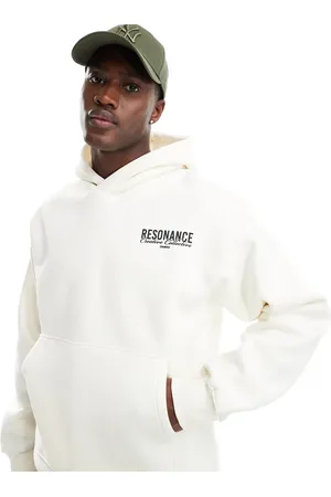 SELECTED Oversized hoodie in with text back print-White