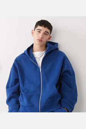 COLLUSION Boxy zip through hoodie in (part of a set)-Blue
