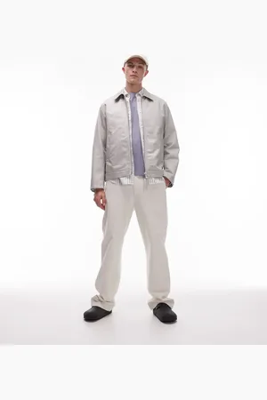 ARKET Zip front minimal workwear jacket with collar in -Neutral