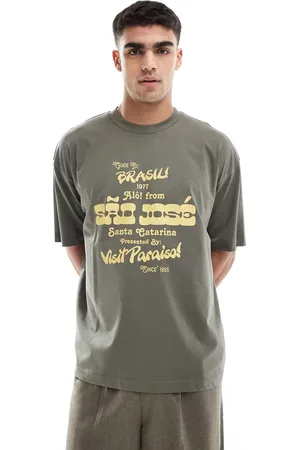 ASOS Oversized t-shirt with city graphic in khaki-Green