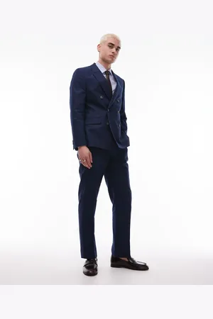 Topman Straight linen blend suit pants in