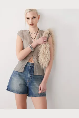 COLLUSION Denim mom shorts in -Blue