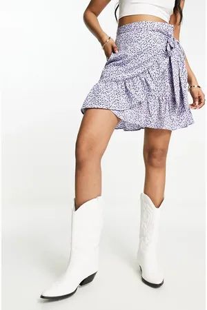 ONLY Ruffle wrap mini skirt in -Purple