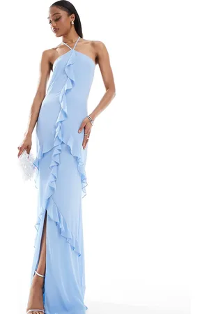 TFNC TFNC Bridesmaids Tall chiffon halterneck frill maxi dress in