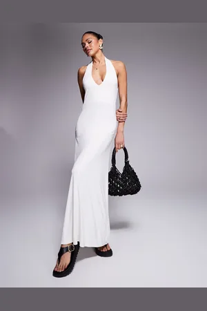 ASOS Halter maxi dress in -White