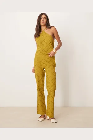 ASOS Straight leg pants with geo cutwork in (part of a set)-Green