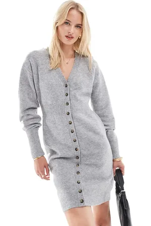 VERO MODA Button down knitted mini dress in melange