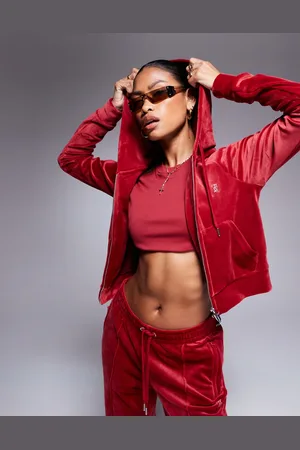 Juicy Couture Velour zip through hoodie in red (part of a set)