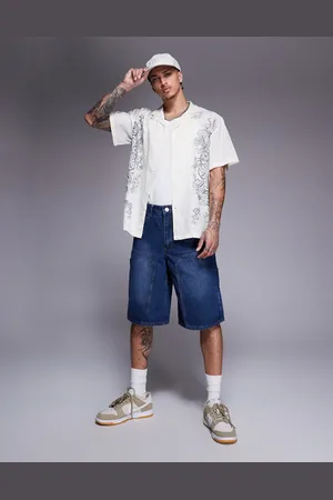 Liquor N Poker Relaxed denim carpenter jorts in
