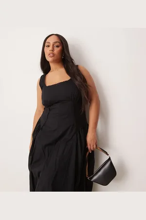 ASOS ASOS DESIGN Curve prairie square neck maxi dress with dropped waist in