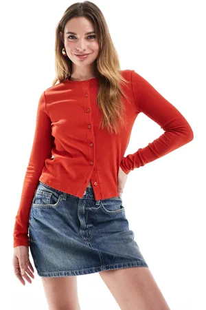 Cotton On Cotton On button up jersey cardigan in red pointelle
