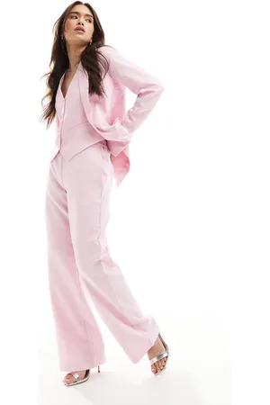 Pieces® Mix and Match tailored wide leg pants in roseate