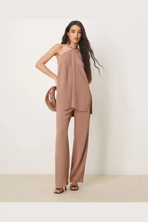 ASOS Tailored straight leg pants in (part of a set)-Brown