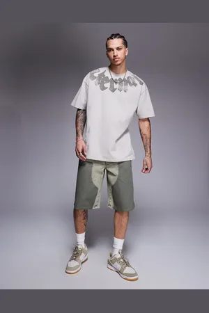 Liquor N Poker Relaxed denim carpenter shorts in -Green