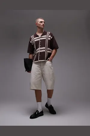 Topman Washed twill shorts in neutral