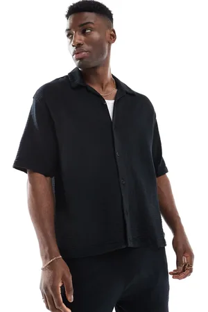 Bershka Textured revere collar shirt in (part of a set)