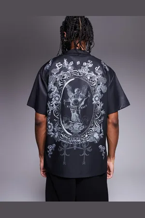Liquor N Poker Royal emblem back print relaxed shirt in