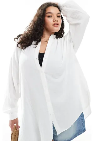 ONLY Long sleeve cheesecloth shirt in white