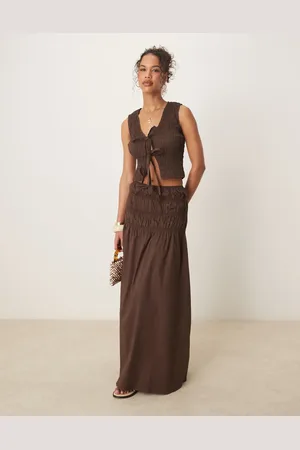 Glamorous Shirred waist maxi skirt in (part of a set)