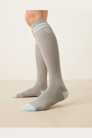 Neon Rose Knee high socks in grey and blue