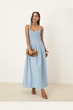 ASOS Scoop neck crinkle maxi dress with cross back in