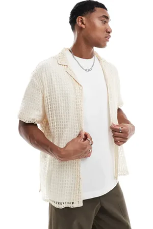 Another Influence Lace revere collar shirt in -Neutral