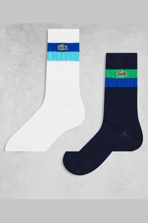 Lacoste Essentials 2 pack ribbed socks in and navy