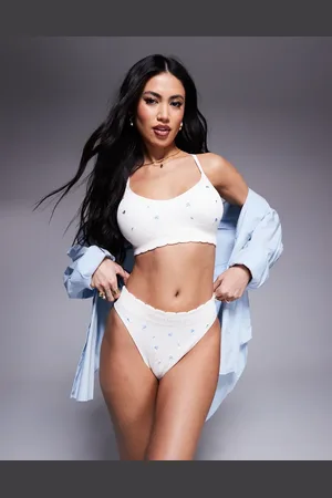 Boux Avenue Floral embroidered bralet in ivory