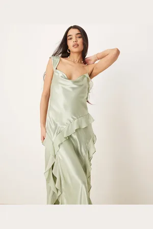 For Love & Lemons Sawyer maxi dress with ruffle detail in -Green