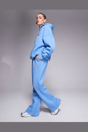 Kaiia Embroidered script logo wide leg trackies in blue and yellow (part of a set)-Multi