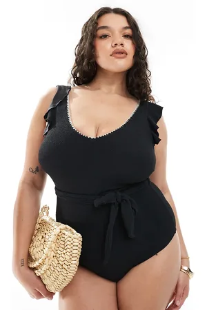 New Look New Look Curve frill sleeve swimsuit in