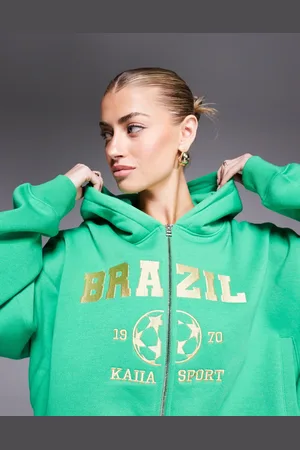 Kaiia Sport Brazil zip up hoodie in and yellow (part of a set)-Multi