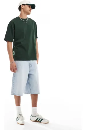 Bershka Baggy denim shorts in light