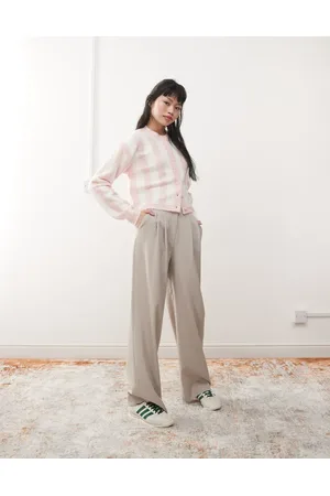Miss Selfridge Wide leg tailored pants in -Neutral