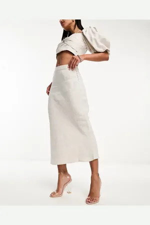 Whistles Maxi skirt with button side in -Neutral