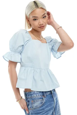 Miss Selfridge Poplin peplum top in