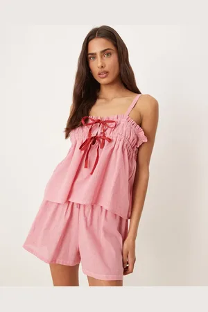 Luna Cropped cami PJ top in strawberry gingham (part of a set)