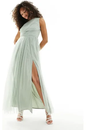 ANAYA Bridesmaid tulle one shoulder maxi dress in