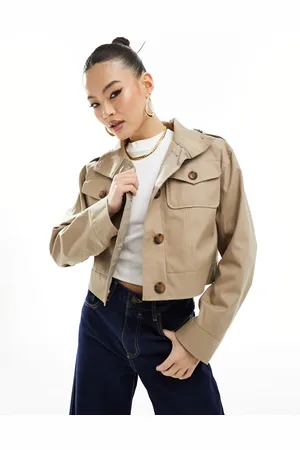 River Island Cropped trench jacket in -Neutral