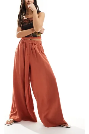 Object Wide leg fluid pants in burnt orange