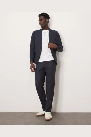 SELECTED Reed wool mix pants in navy