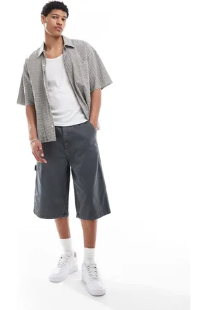 Bershka Baggy denim worker shorts in charcoal