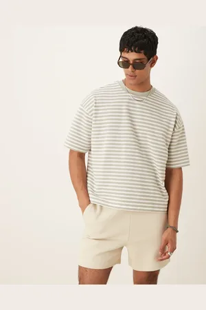 ASOS Boxy oversized t-shirt in grey textured stripe