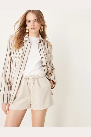 Abercrombie & Fitch Pull on linen shorts in -Neutral