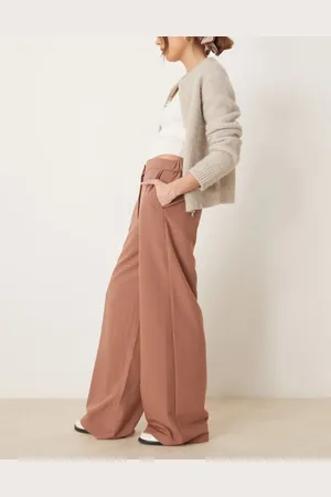 ASOS Tailored relaxed straight leg pants in -Brown