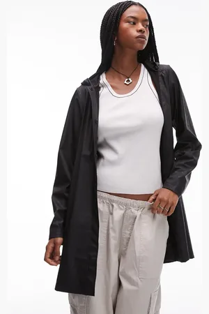 Rains A-line waterproof jacket with tonal logo in black