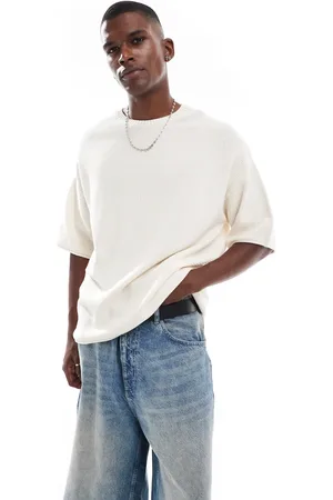 Pull&Bear Loose fit knitted t-shirt in off